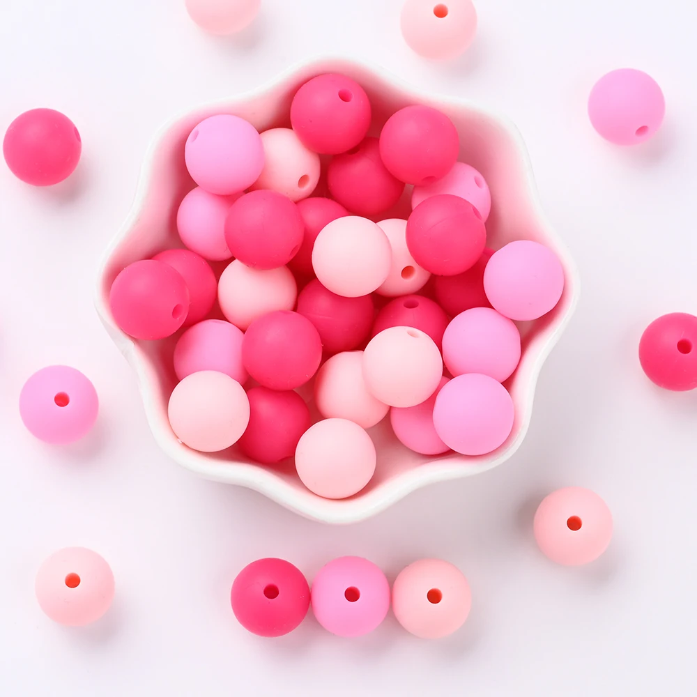 Conjunto de contas de silicone multicoloridas, 60 peças, 12mm, faça você mesmo, controlador de chupeta, clipe de chupeta, brinquedo de mastigar, artesanato para bebês, sem bpa