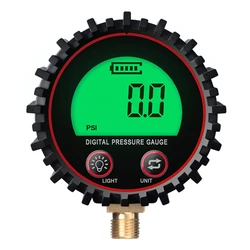 Dial Size Digital Air Pressure Gauge Battery Powered with LED Light 0-255psi Accuracy 1% Professional Guage Meter