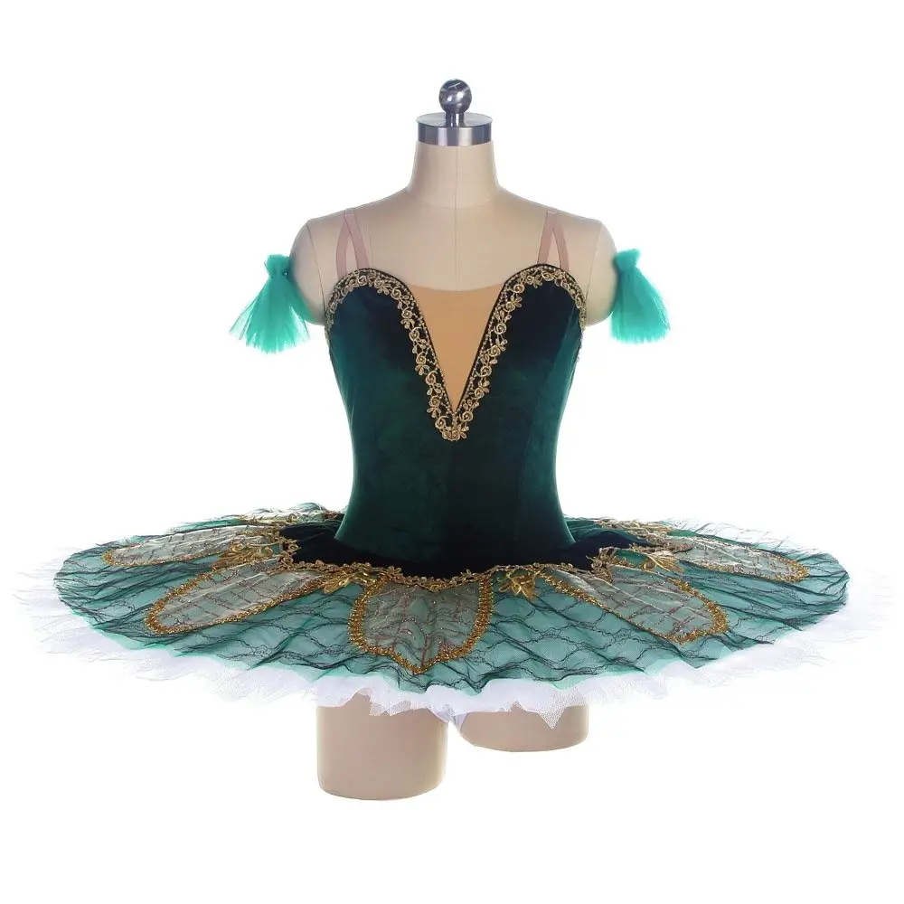 

BLL444 Dark Green Velvet Bodice Pre-professional Ballet Tutu for Competition or Performance Dance Costumes Ballet Costumes Tutu