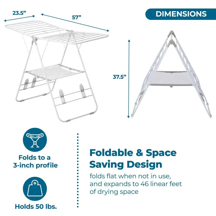 HeavyDuty Foldable Laundry Drying Rack Portable Shoes amp Clothes Rack for Indoor amp Outdoor Use, SpaceSaving Design, Easy to F