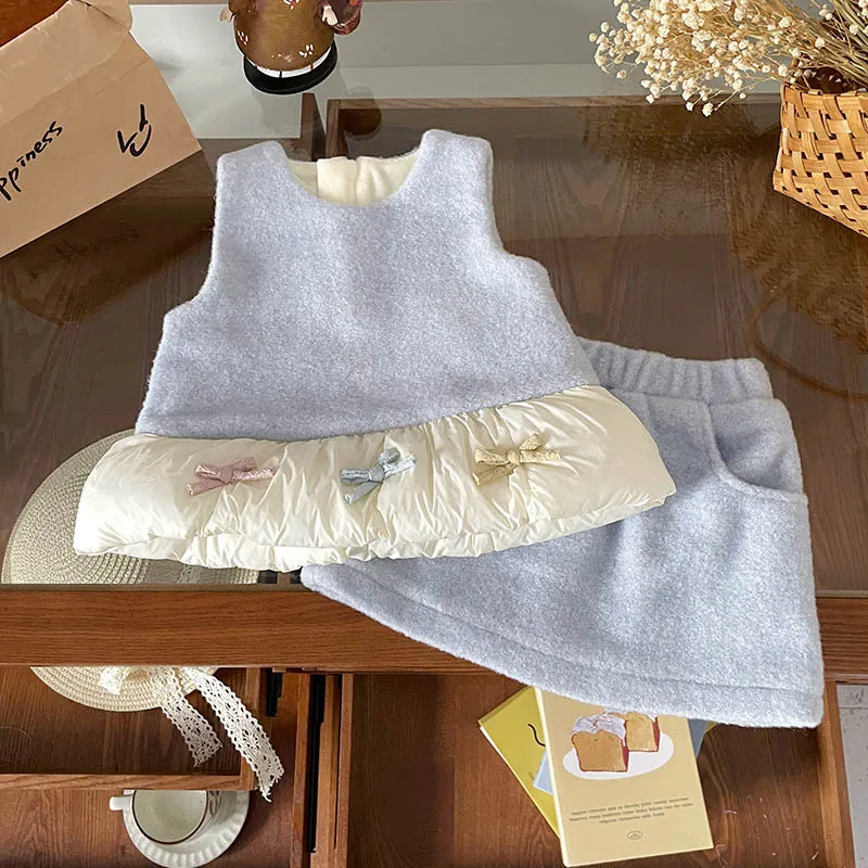 طقم مخملي للفتيات لخريف وشتاء 2025 طقم فستان الأميرة الحلو الجديد طقم أطفال غير رسمي دافئ #4