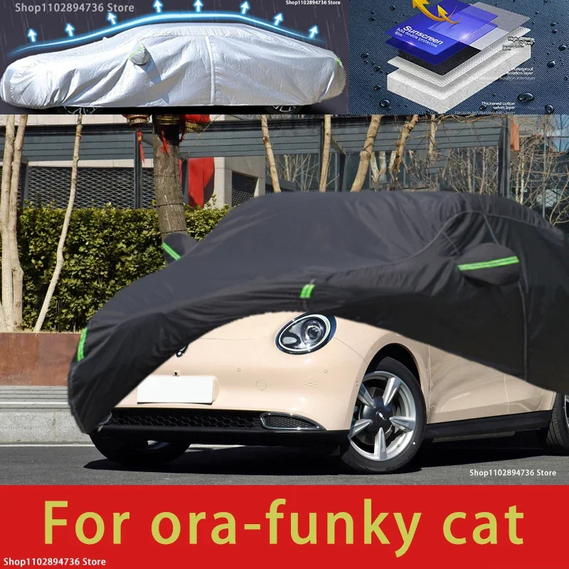 

For Ora Funky cat Fit Outdoor Protection Car Covers Snow Cover Sunshade Waterproof Dustproof Exterior black car cover