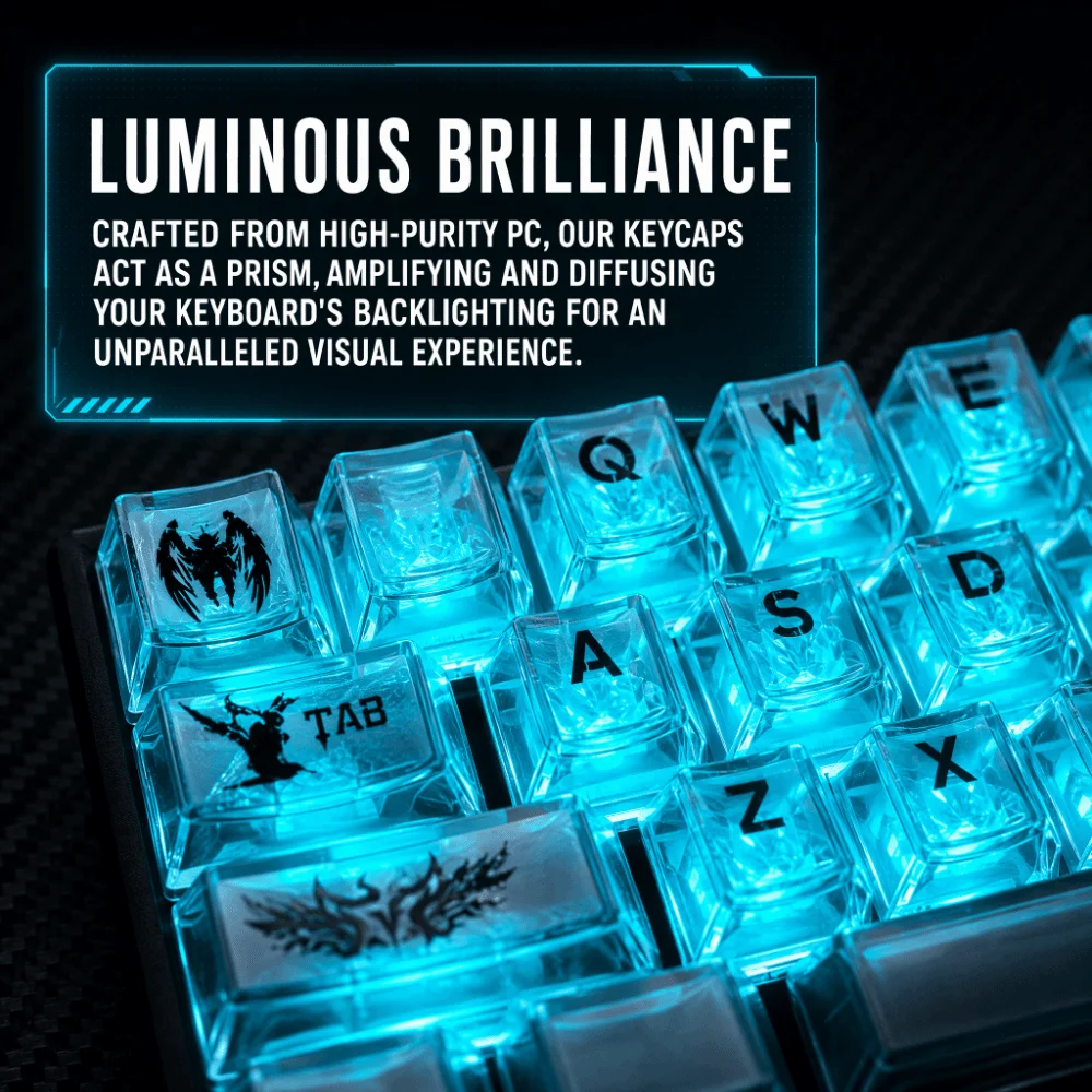 Vollständig Transparente Tastenkappen-Set, Kristallklare Eis-Transparente Mechanische Tastatur-Tastenkappen aus PBT – Detail 5