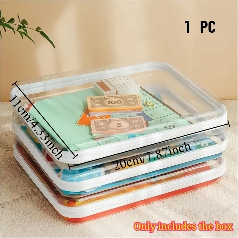 1pc Large Clear Hard Shell Storage Box with Zipper Closure - Durable Plastic Board Game Organizer, Suitable for Games, Puzzles view 2