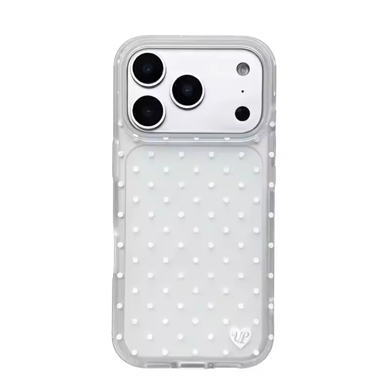 Korean Style Minimalist White Polka Dots Phone Case For iPhone 17 AIR 16 15 14 13 12 11 PRO MAX MINI 7 8 PLUS Dustproof Cover view 3