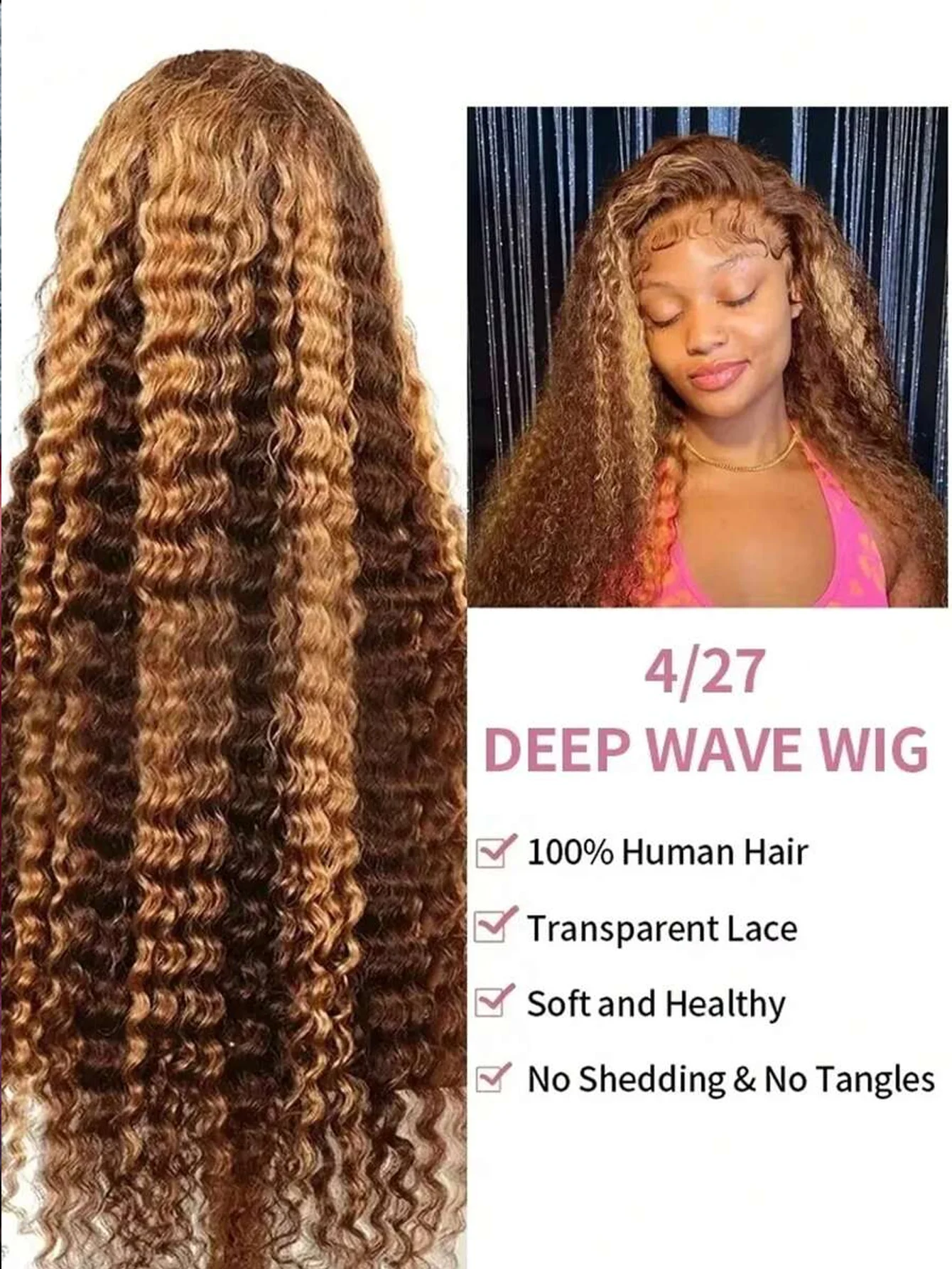 Peluca con malla Frontal ombré de 30 pulgadas, cabello humano ondulado profundo 13x4 HD, pelucas frontales de encaje rubio miel P4/27, peluca de cabello humano rizado