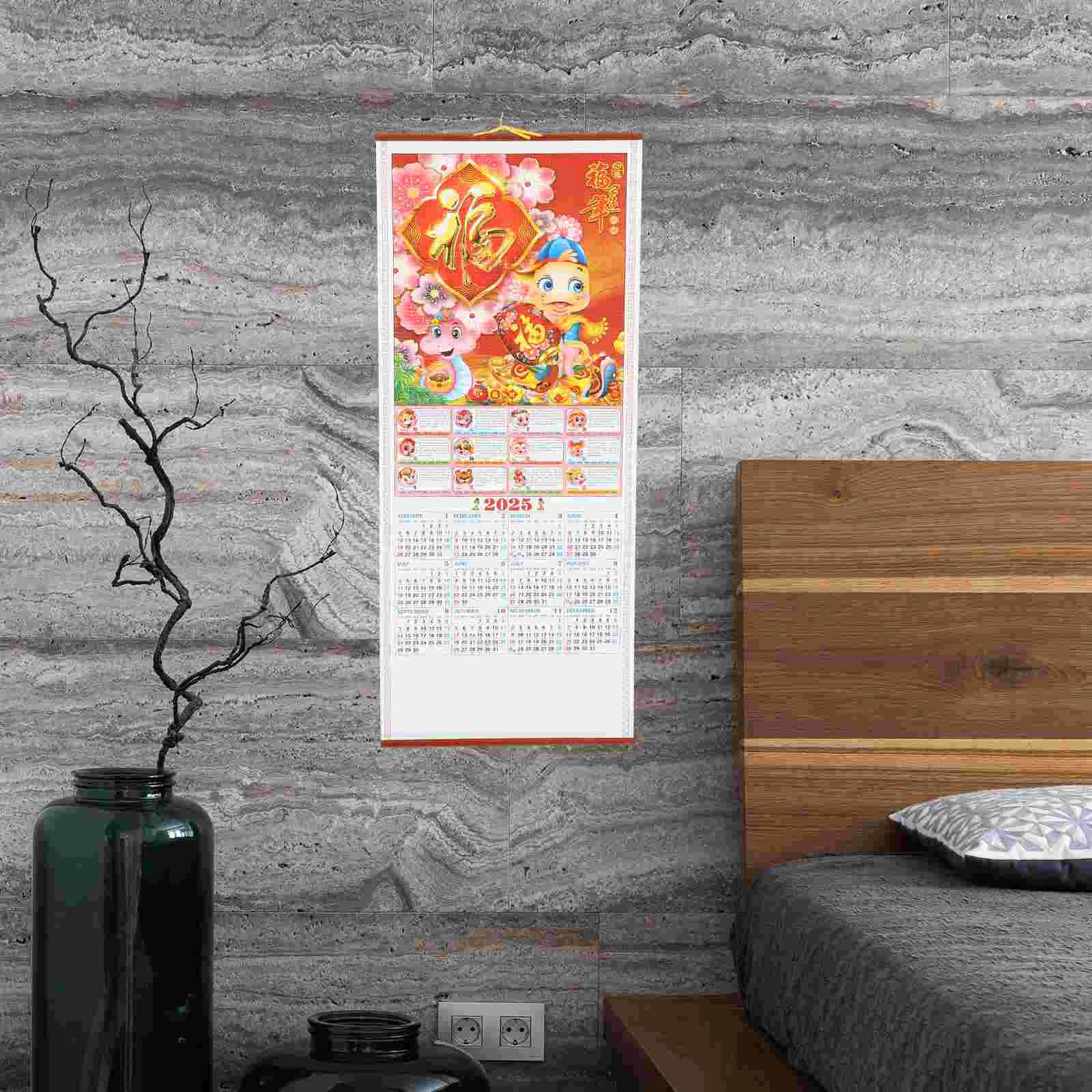 Rotan Jaar van de Slang Wandkalender Kantoor 2025 Hangend Papier Chiense Scroll