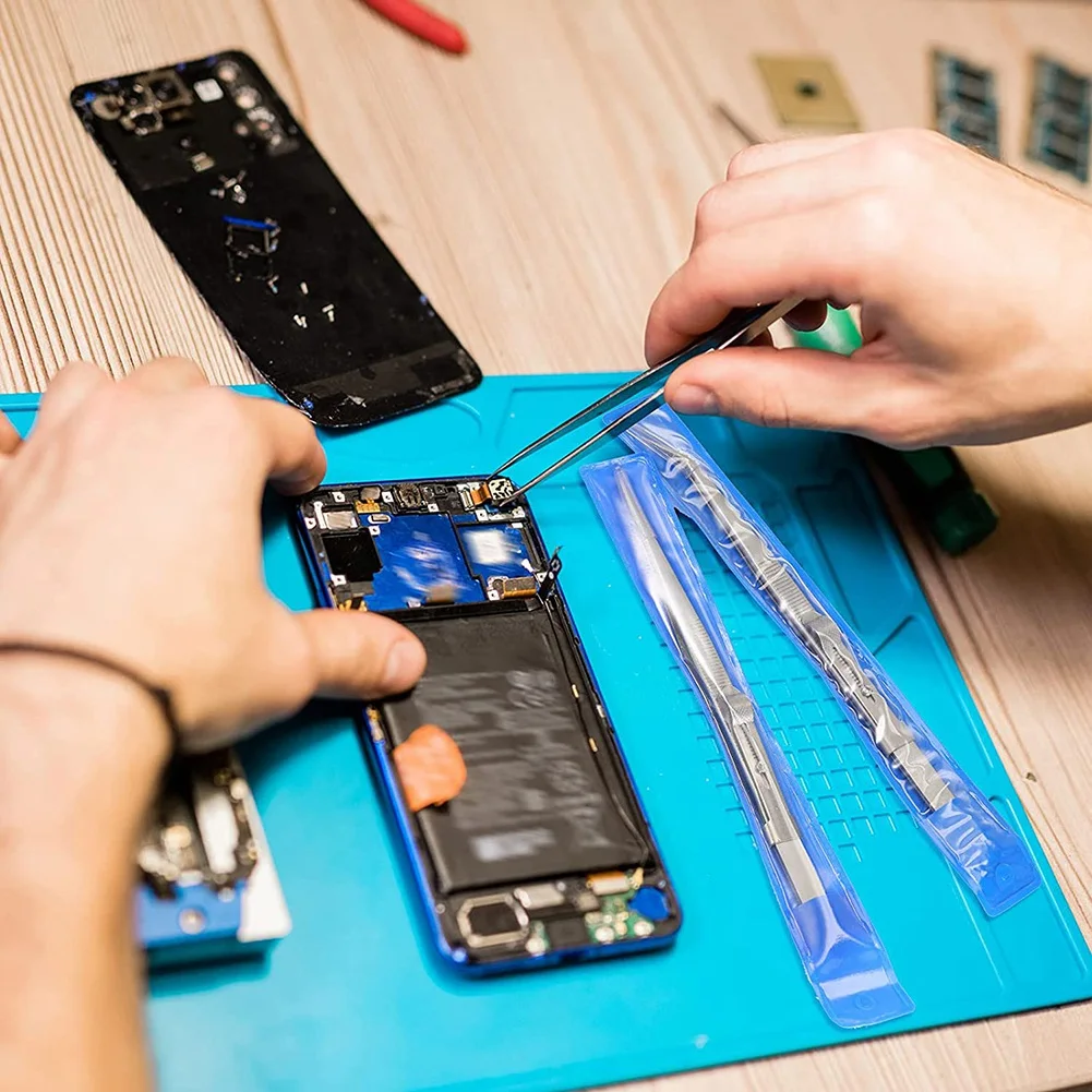 AT77 4-компонентный прецизионный паяльный пинцет ESD, антистатический промышленный электронный пинцет, набор инструментов для изготовления ювелирных изделий, ремесел