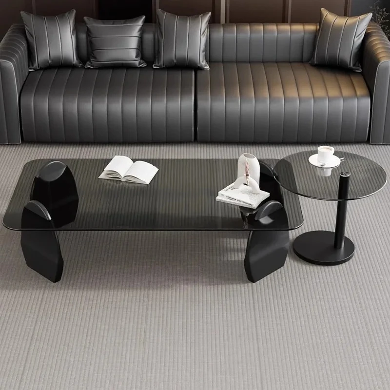 Glass modern coffee table simple retro nesting side table storage space