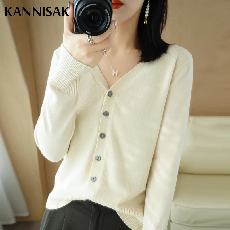 Cardigans Women 2024 Autumn Winter Single Breasted V-neck Ladies Knitted Sweater Fashion Spring Knitwear Solid Women\'s Jumpers