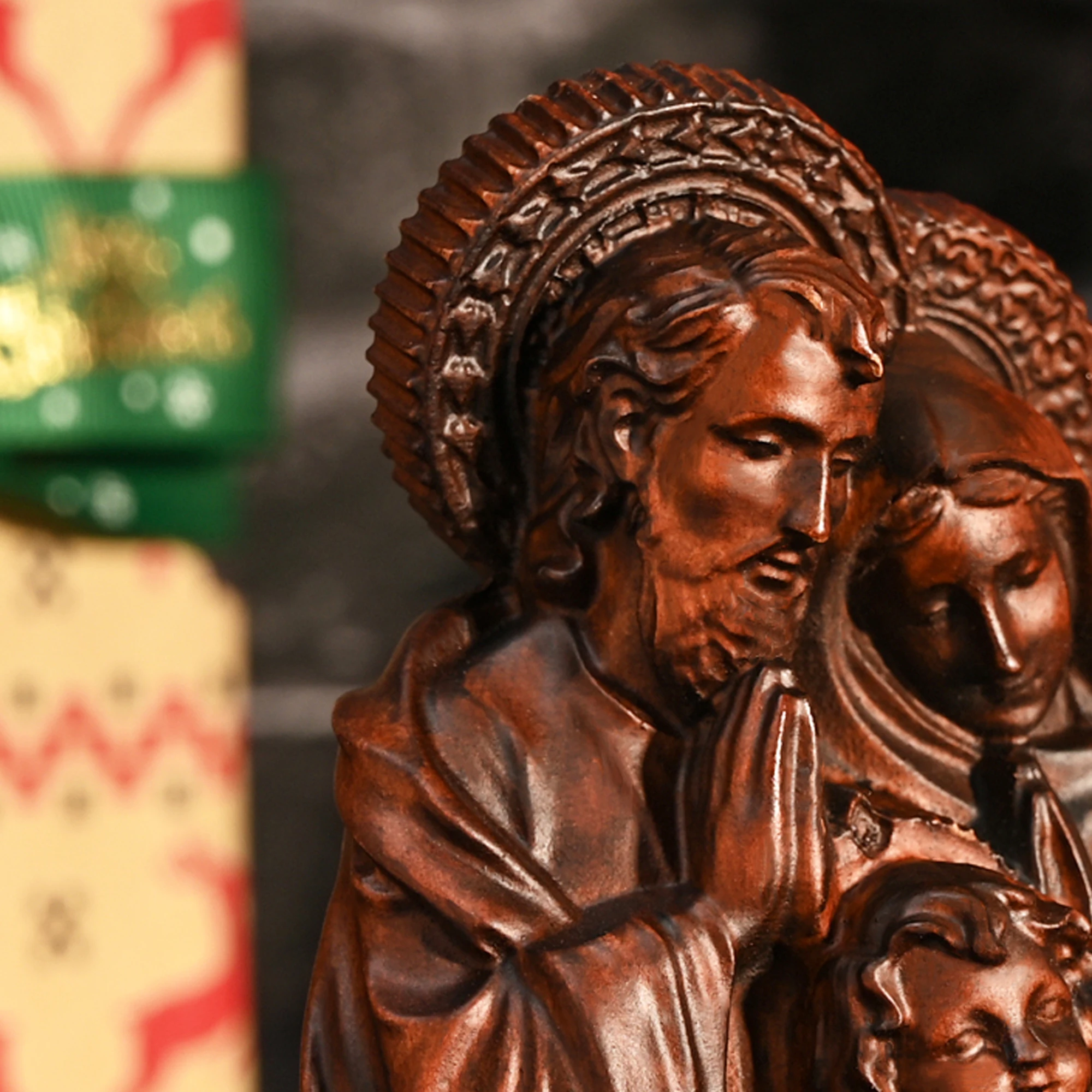 Holy Family Desktop Ornaments Christmas Decorations Characters Holiday Cross-border Gifts Solid Wood Carving Crafts