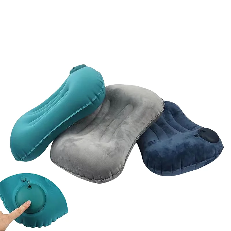 Almohada inflable de prensa portátil para acampar al aire libre, 2 piezas, almohadas de dormir y almohadas de espalda adecuadas para viajes de