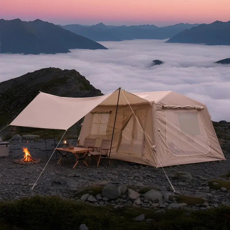 

Inflatable Camping Tent, 11 m², Easy Setup, 4-Season Waterproof Glamping Tent, Air-Powered, Suitable for 4-8 Persons, Includes