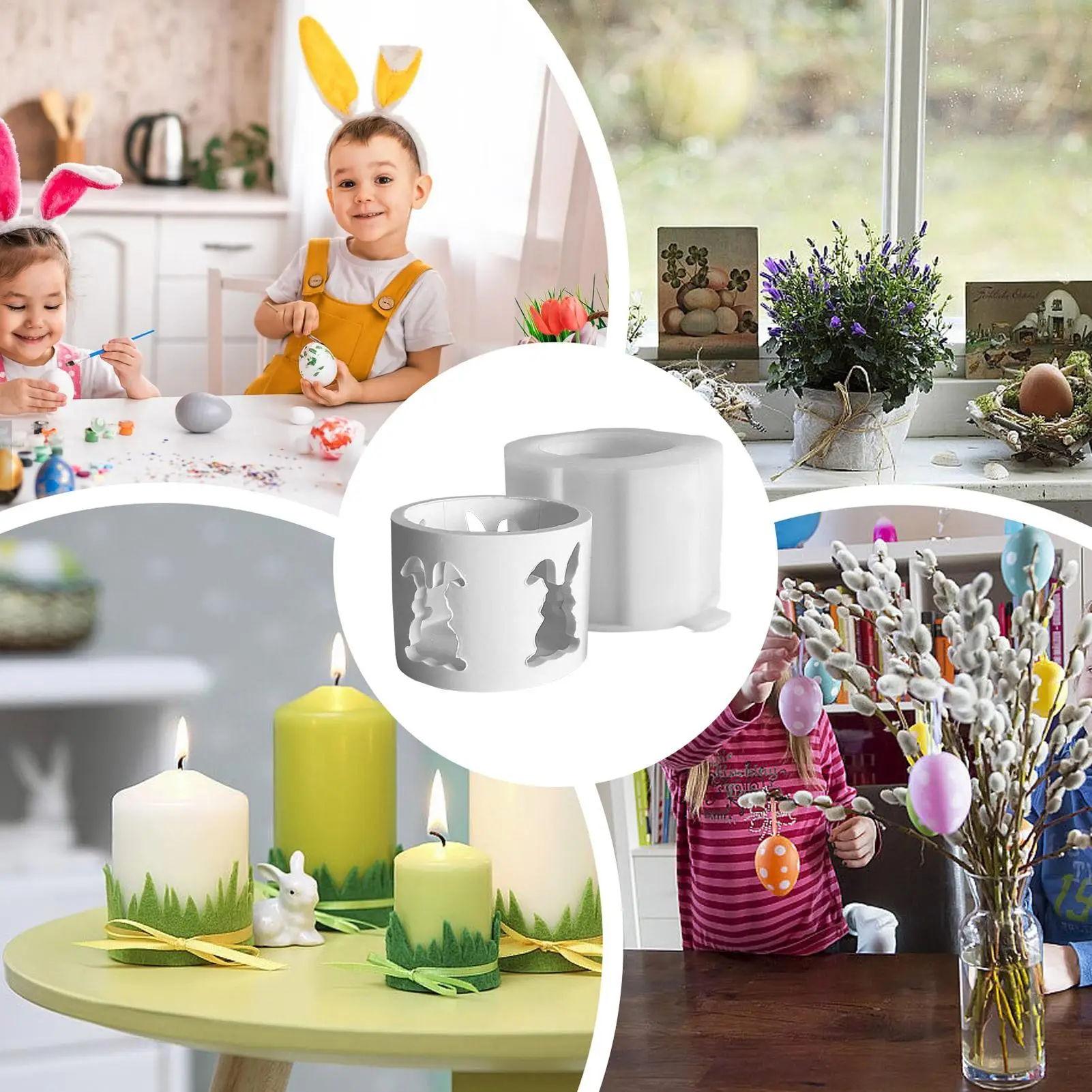 

Candle Holder Mold Silicone Non Stick Easy-Release Mould Hollow Rabbit Design Silicone Molds For Wax Epoxy Resin Plaster
