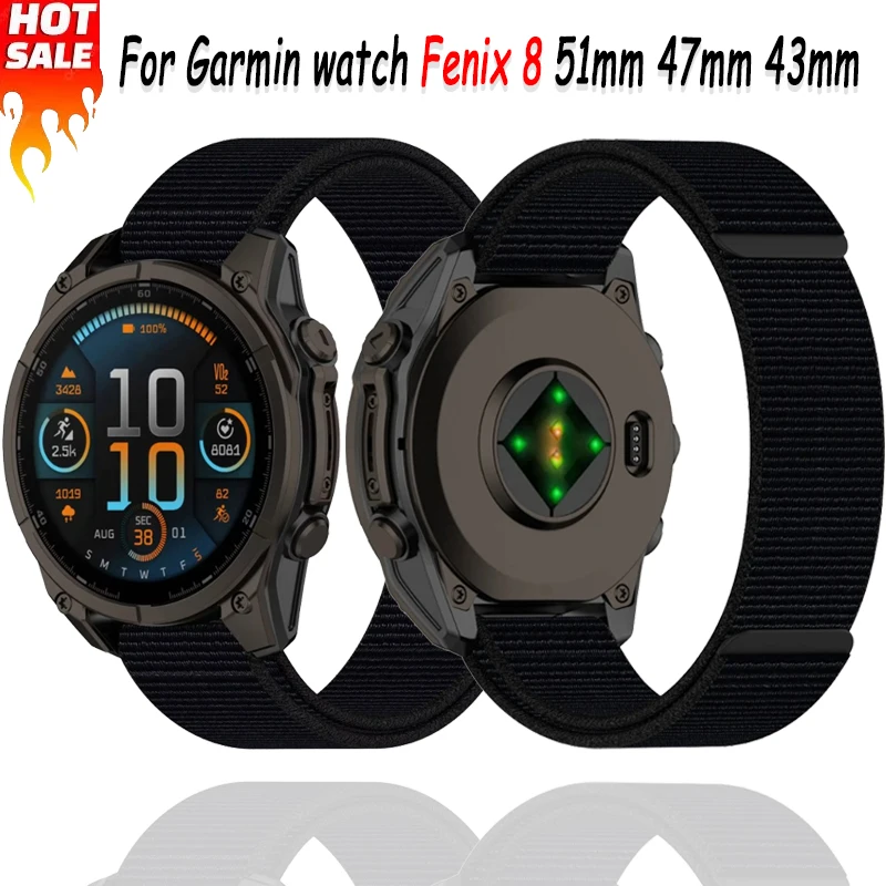 26/22/20mm Nylon loop Strap for Garmin Fenix 8 51mm Hook Loop Comfortable Wristband Fenix E 7X Enduro3/Quatix7 Pro Accessories