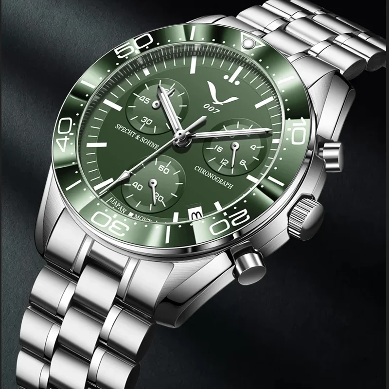 Specht&Sohne New Fashion Explore Planet Moon Watch Earth Mars Watches Japan VK68 Chronograph Quartz Wristwatch 50M Waterproof