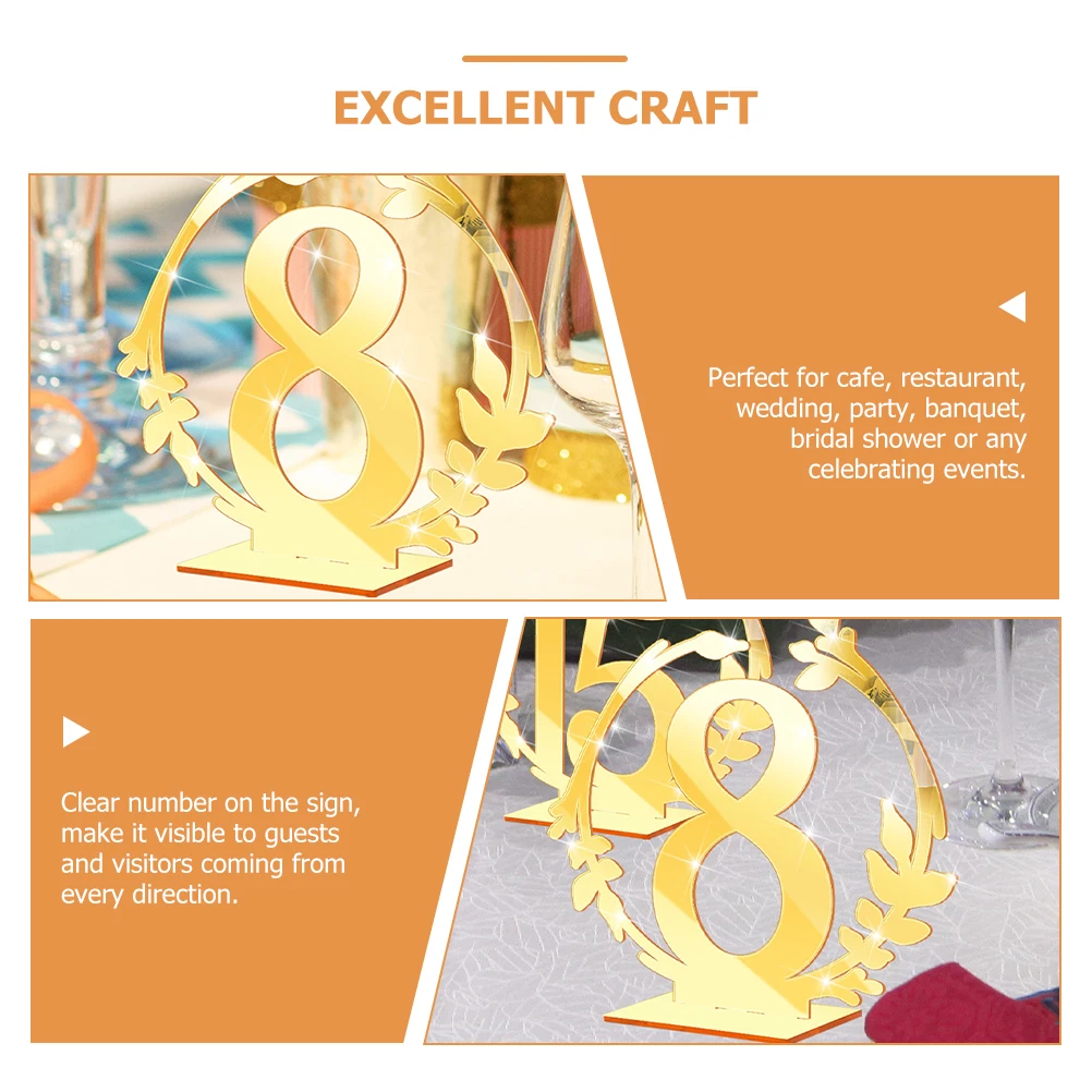 10 Pcs Table Numbers Signs Wedding Reception Holder Acrylic Clear Numbers Cafe Restaurant Banquet Events Reusable