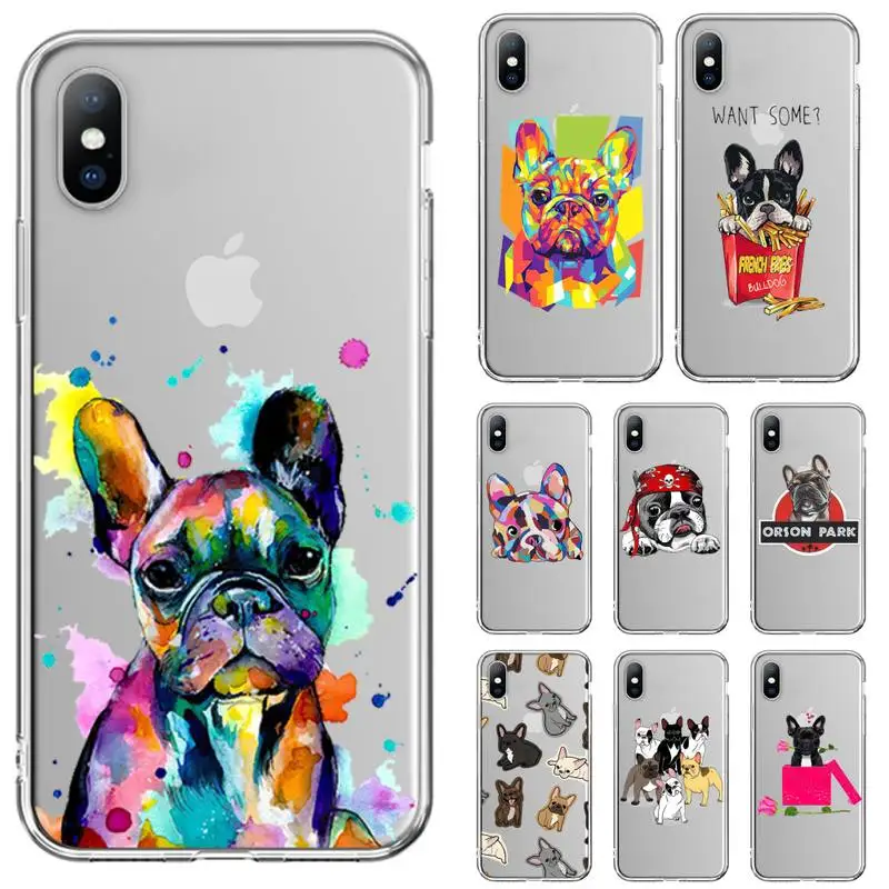 French Bulldog  Phone Case For iPhone 11 12 Mini 13 14 Pro XS Max X 8 7 6s Plus 5 SE XR Transparent Shell