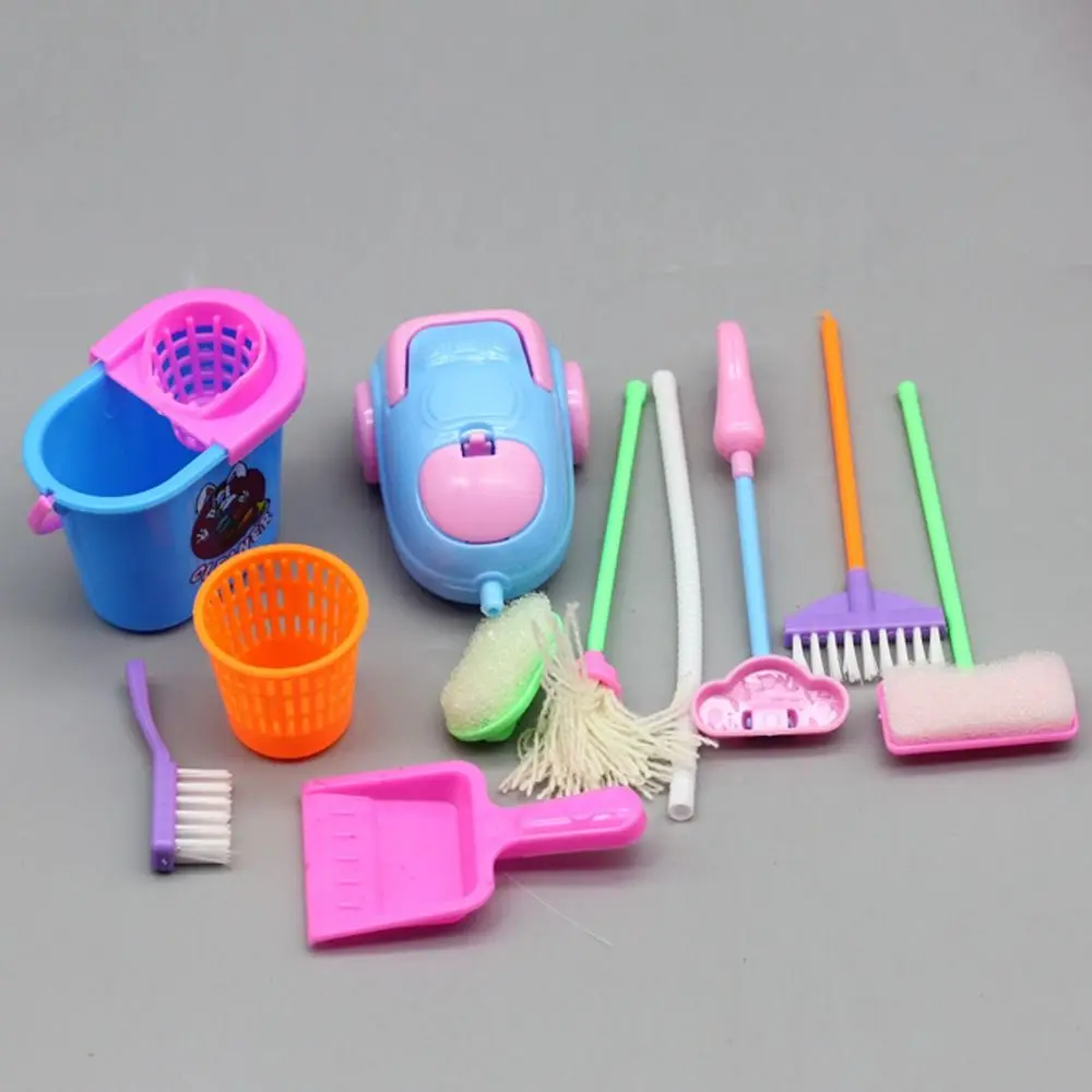9Pcs/Set Plastic House Cleaning Supplies Housework Accessories Simulation Mini Bucket Mop Brush Broom Learn Household Chores