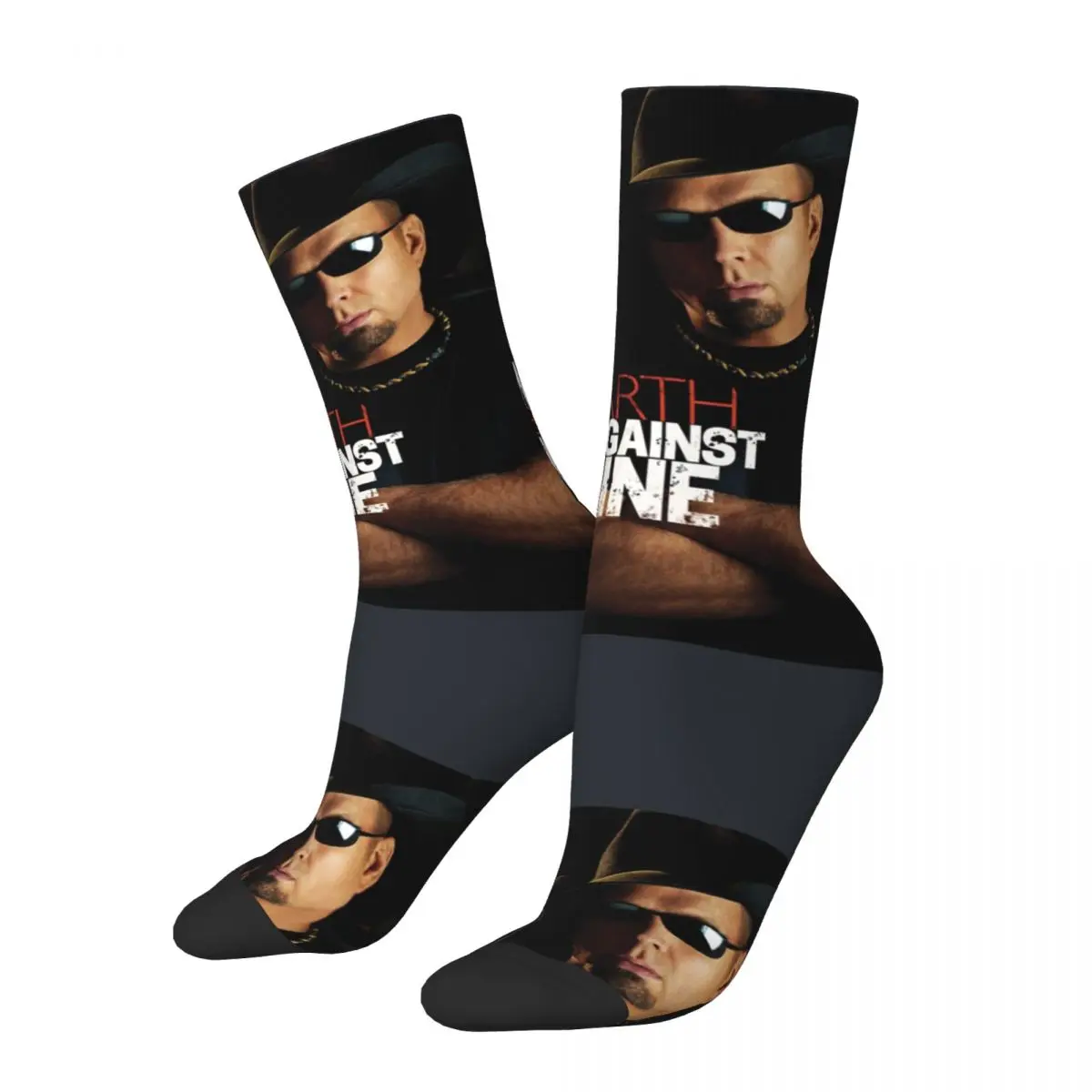 Garth Man Against Brooks Machine Tour Sock for Men Hip Hop G-garth brooks Pattern Printed Crew Sock official-website tops fugees