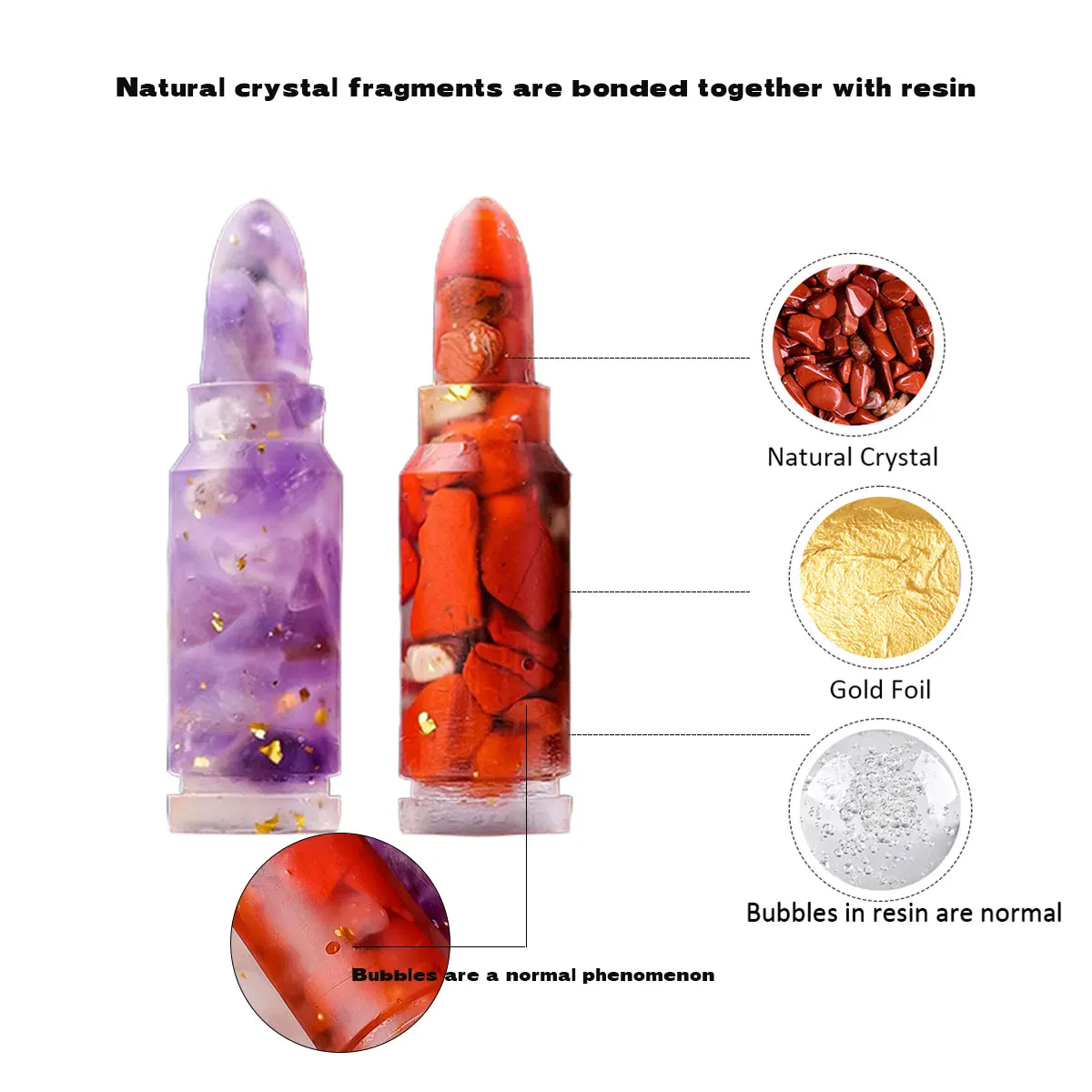 7PCS Natural Crystal Energy Bullet Head Box Crystal Raw Stone Jade Easter Set Christmas Decorative Gift Box