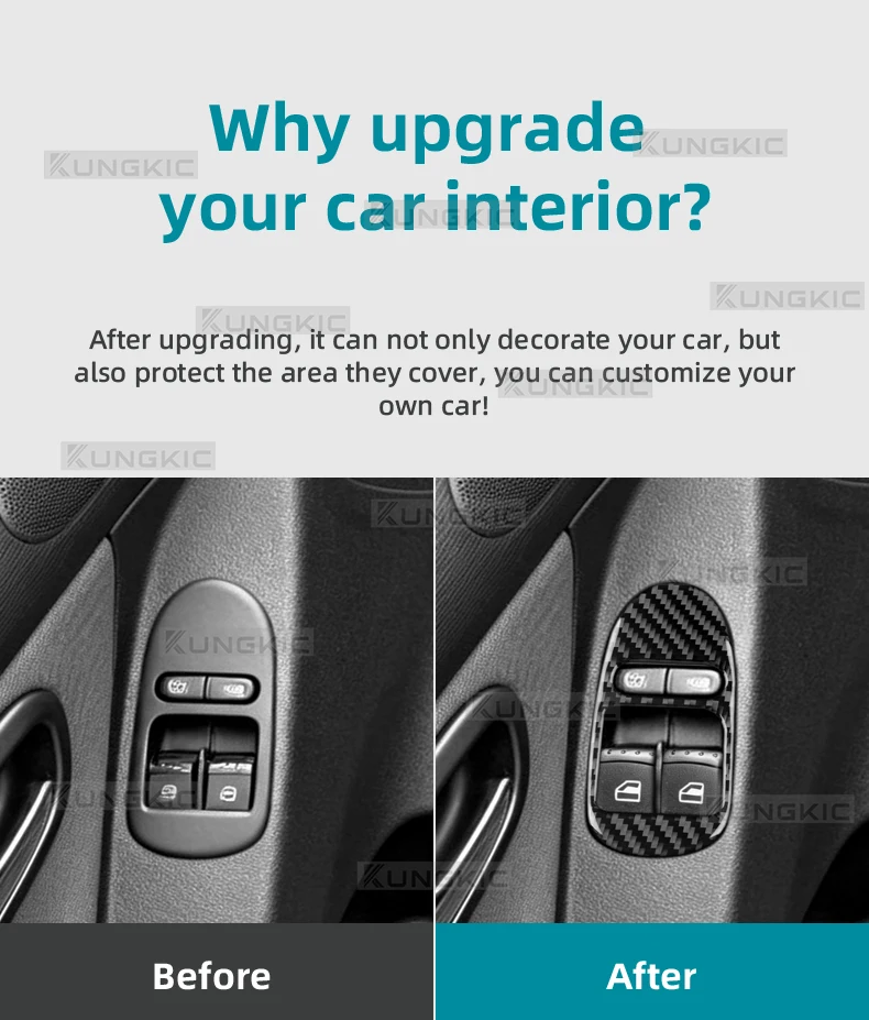 Echter, weicher Carbonfaser-Aufkleber für Seat Leon MK1 1M 1999 2000 2001 2002 2003 2004, Zubehör für die Zierleiste des Fensterheberschalters im Auto – Detail 3