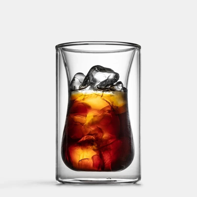 Professional Double Wall Iced Coffee Cup Bilayer Insulation Espresso Cup Cafe Iced Americano Glass Teacup Whisky Tasting Glass