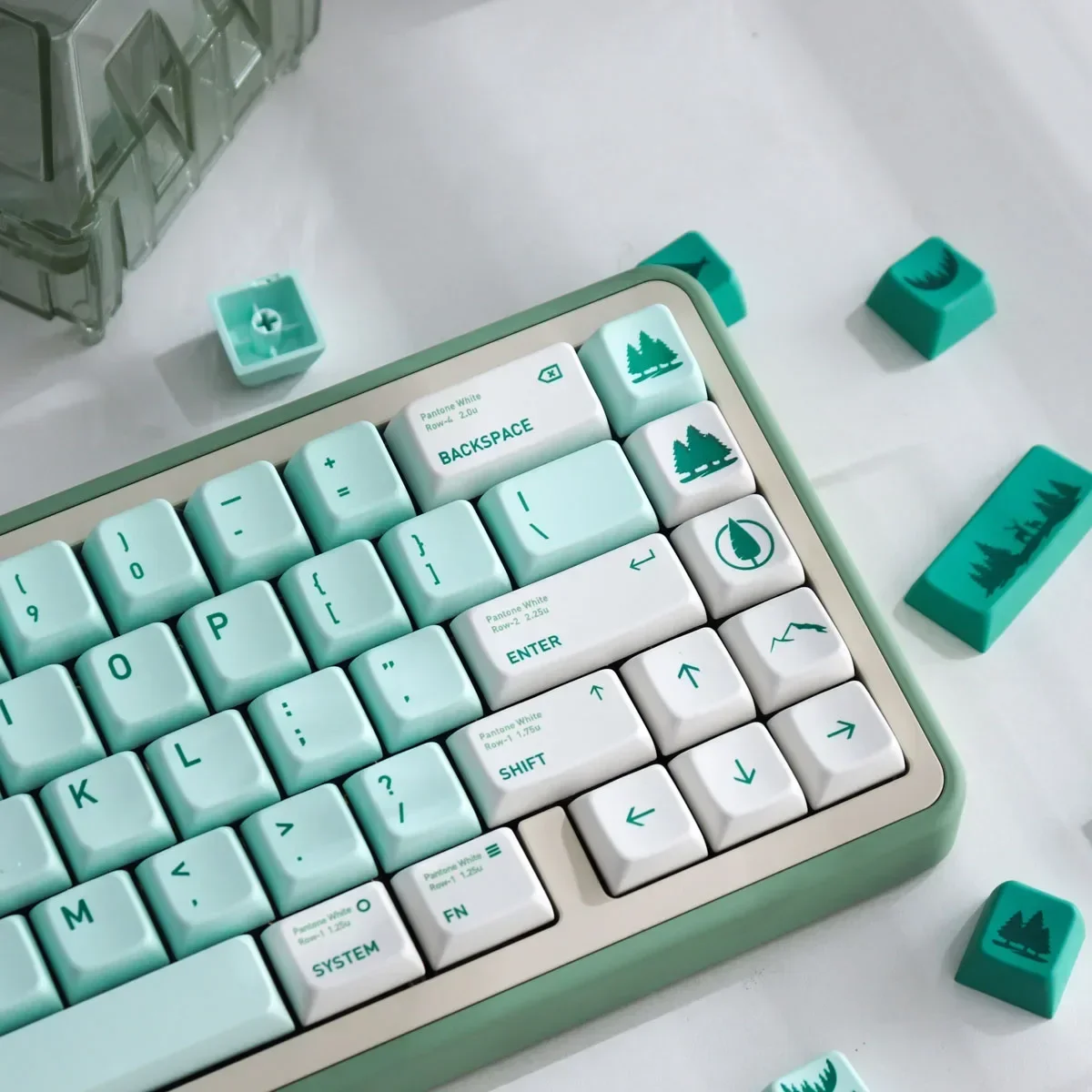 Mist Forest 144-Key Mechanical Keyboard Keycap Set PBT Sublimation MDA Height Profile Compatible with 67 84 87 Layouts
