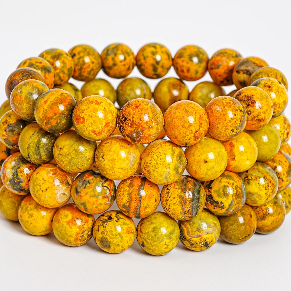 

Natural Bumblebee Jasper Mustard Yellow Gemstone Grade AAA Round 8MM Loose Beads For Jewelry Making DIY Bracelet Necklace