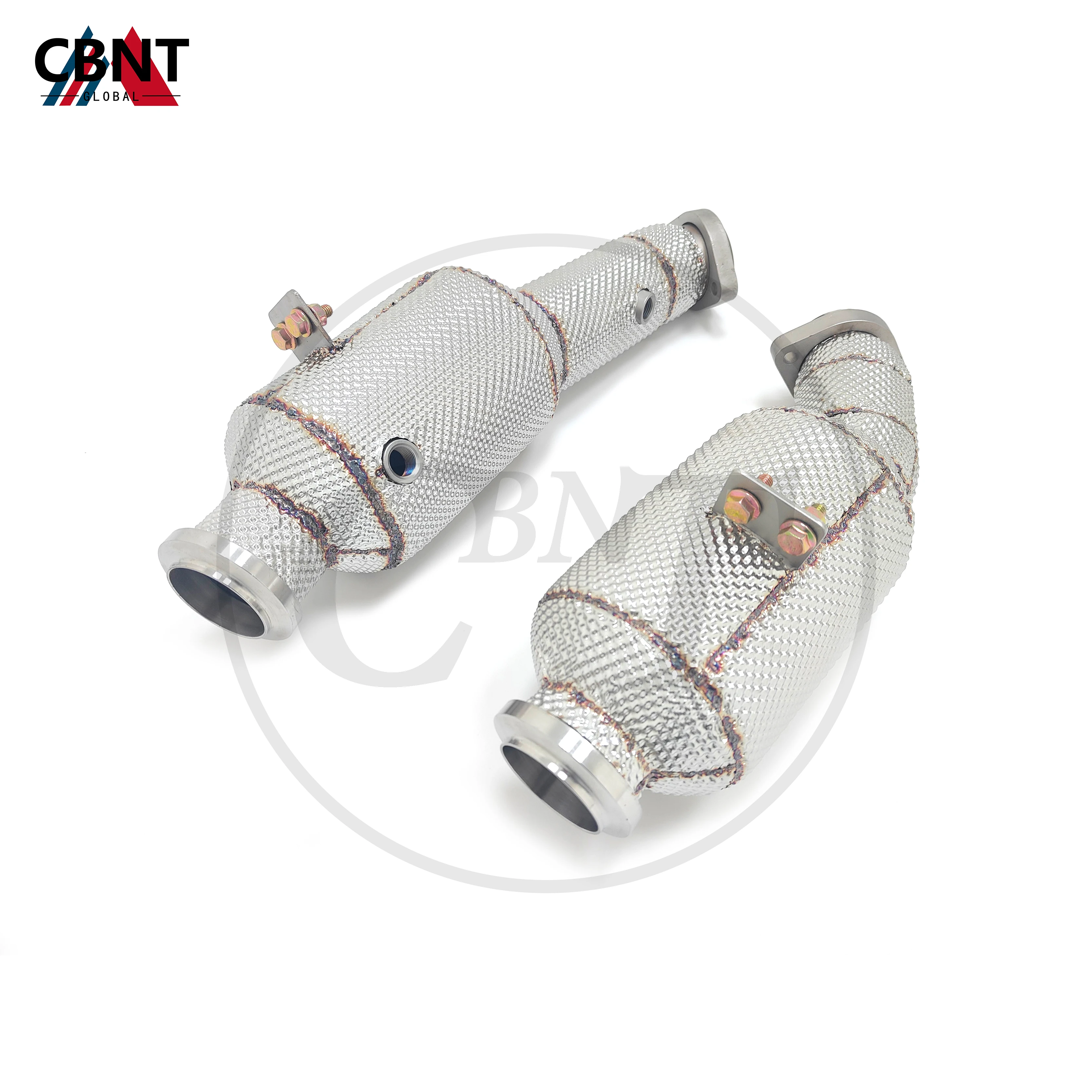 

CBNT Catted/Catless Downpipe for Mercedes Benz E43 C43 GLC43 GLE43 (Right Hand Drive) SS304 Exhaust Header with Heat Shield