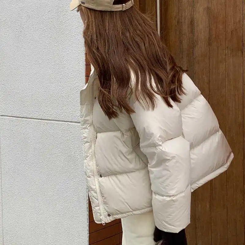 2022 Winter Women Korean College Style Short Coat Women European and American Temperament Commute Thick White Duck Down Coat