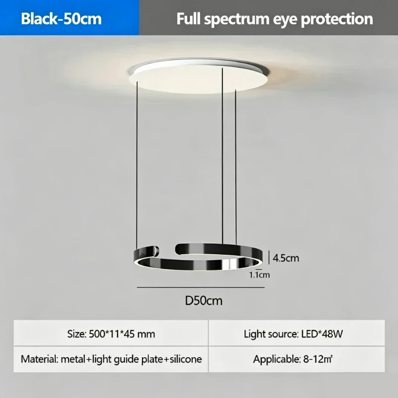SANDYHA Moderne ringhanglamp Afstandsbediening Dimbaar Warm wit Oogbescherming Led-kroonluchter Keukeneiland Eetkamer