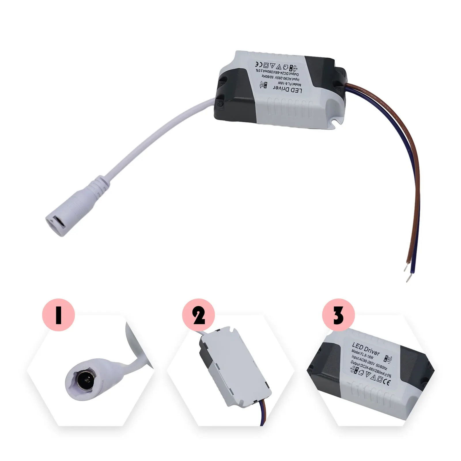 AC Input 90V 265V LED Driver 8W to 24W Output for Ceiling Light Floodlight Tunnel Lamp Road Light and Industrial Lighting Use