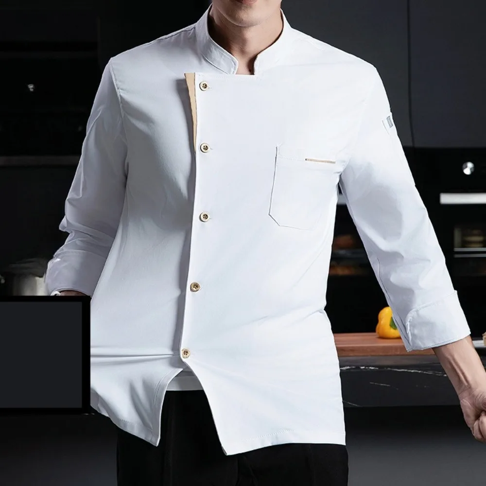 Chef Long Sleeve Work Shirt - Breathable Kitchen Uniform for Restaurant Staff, Durable Cotton Blend with Button Front
