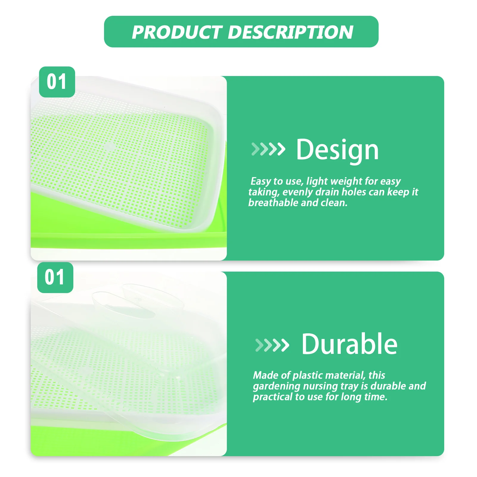 

1Set Seedling Microgreens Growing Plant Starter Hydroponic Seedlings Starter Tray Trays Sprouts White Breathing Mesh Reusable