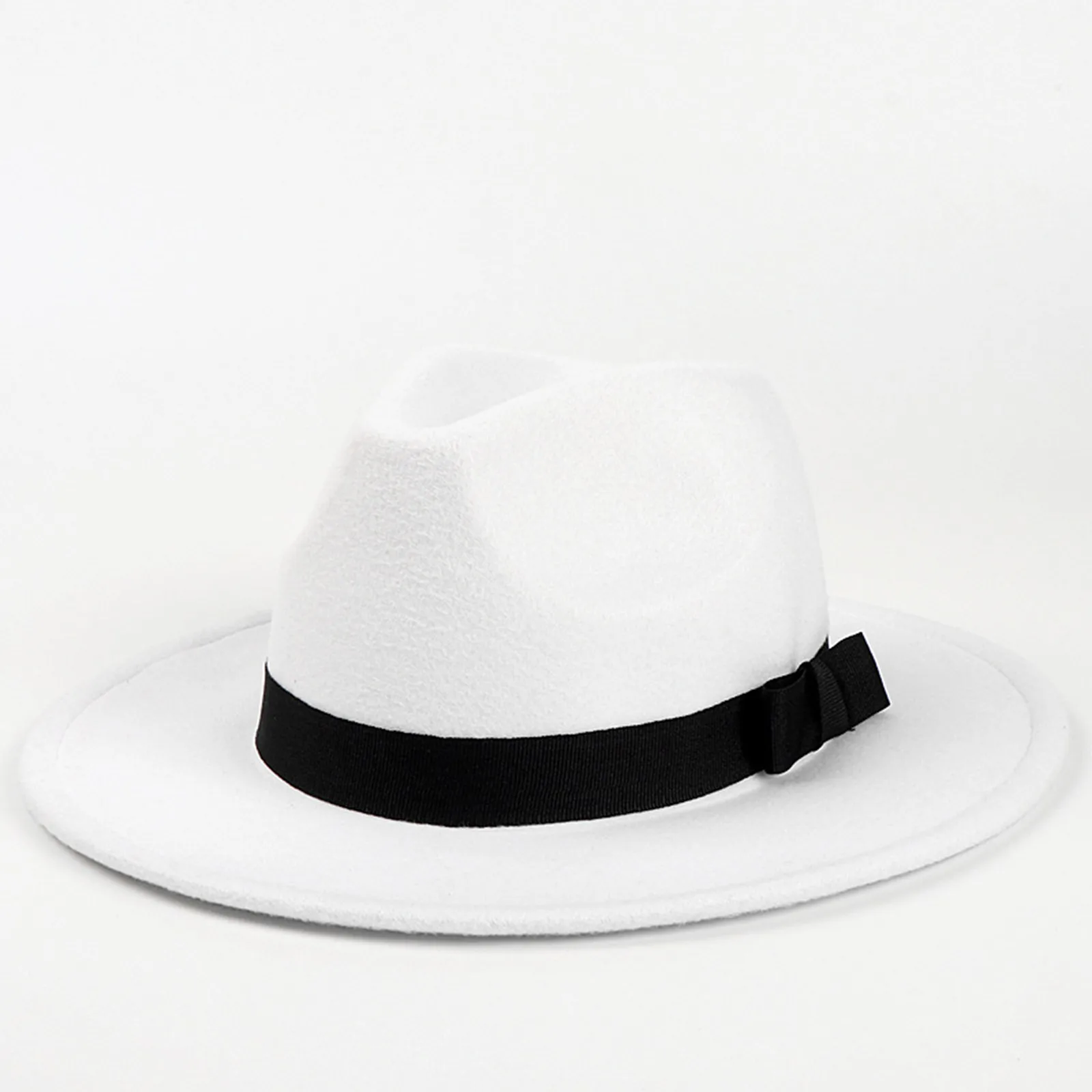 Vintage Fedora Felt Hat Women and Men Solid Color Gentleman Hats Casual Wide Brim Top Hat British Jazz Cap Fashion Accessories