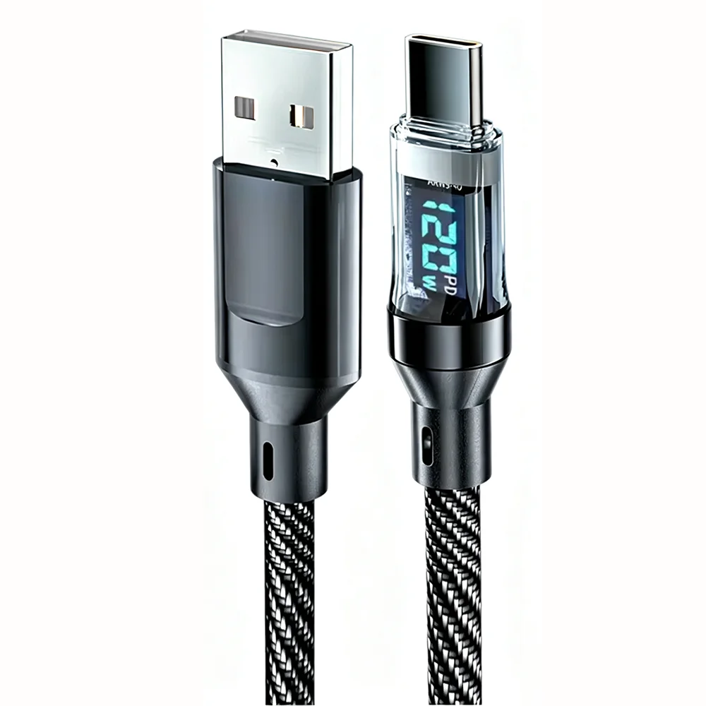NNBILI USB-auf-Typ-C-Kabel, 120 W, schnelles Laden, USB-C-auf-Typ-C-Display-Kabel für Xiaomi POCO Huawei Macbook Honor, 1 m, 2 m