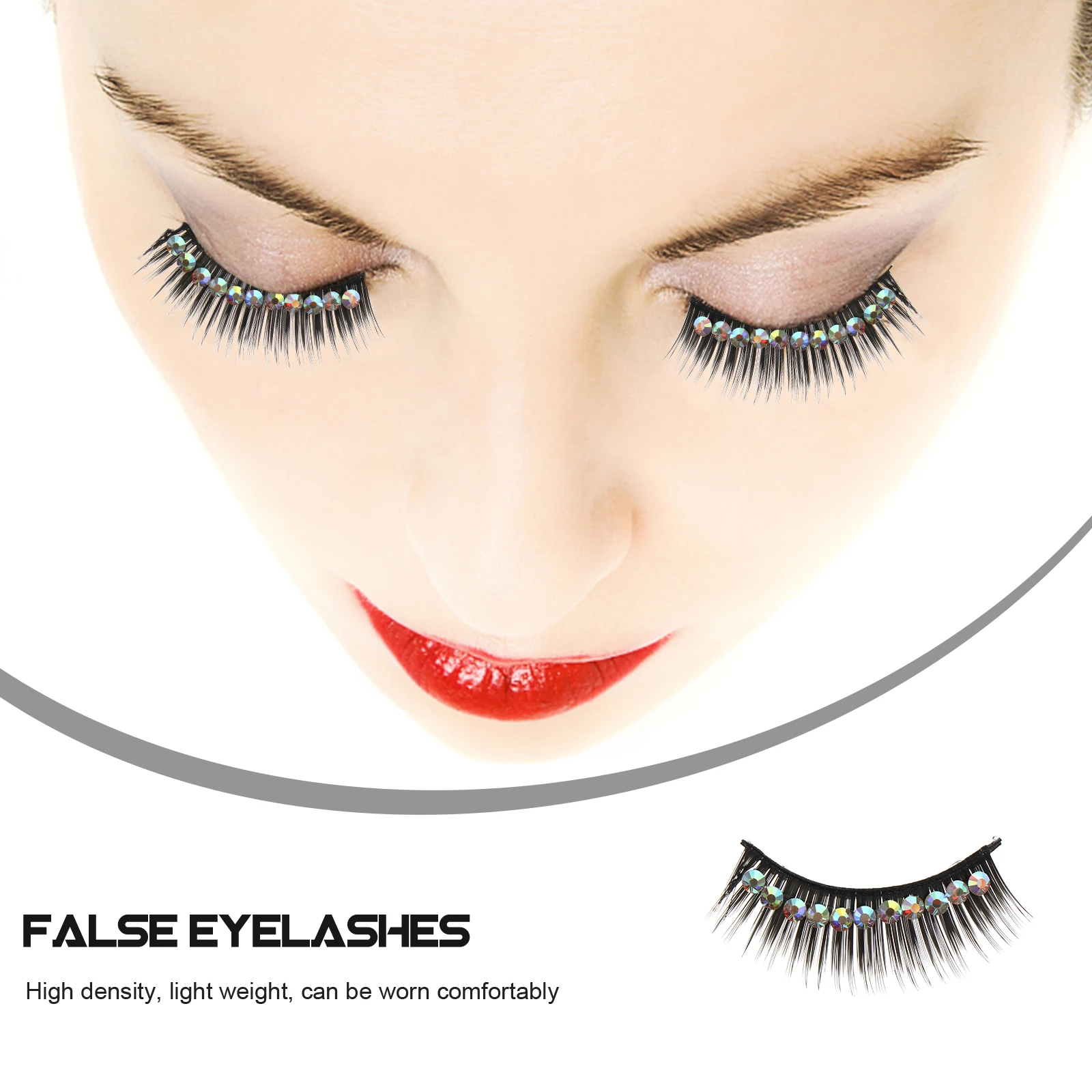 

5Pairs False Lashes Diamond Exaggerated Stage Party Cosplay Halloween Photography False Eyelashes Stage Eyelashes