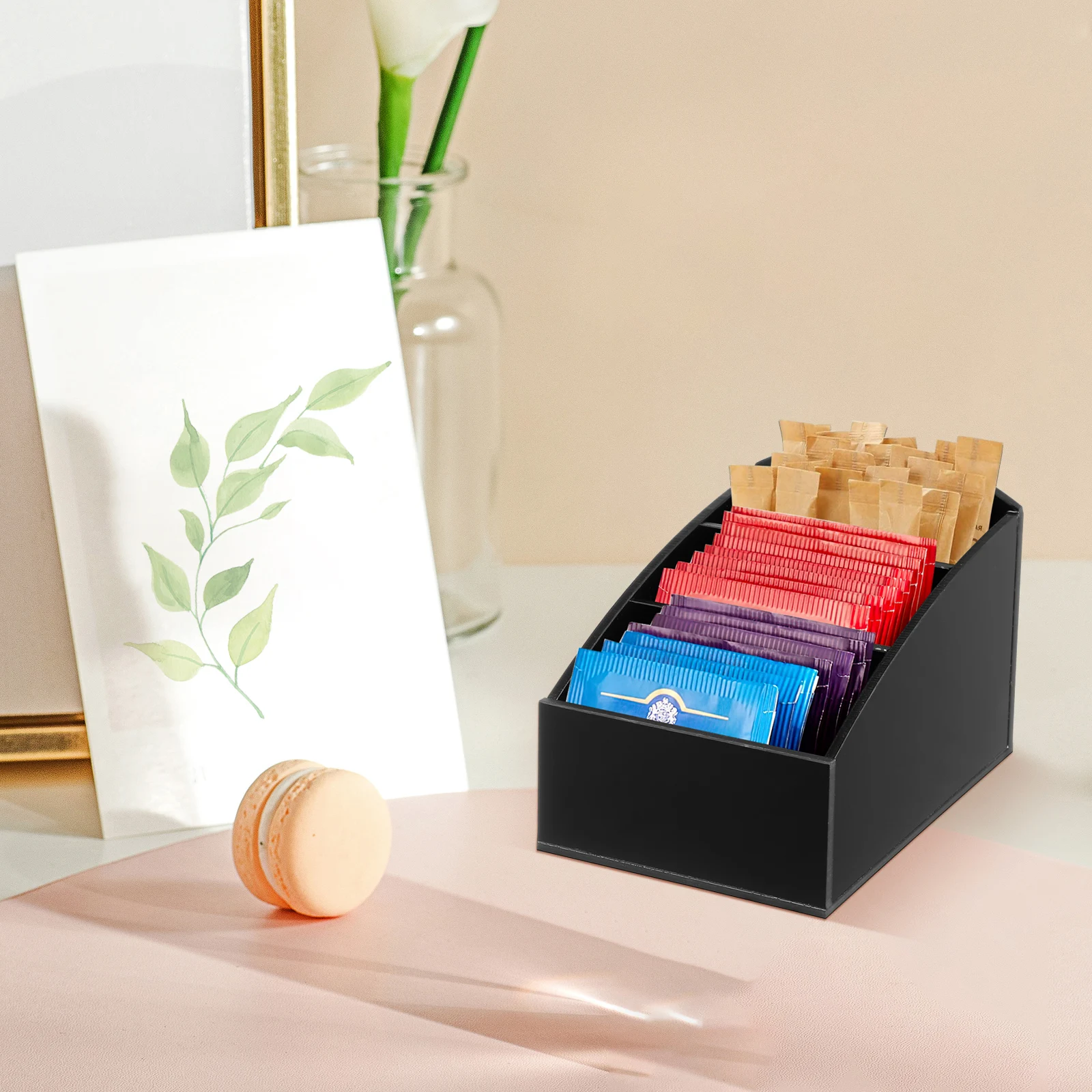 

Acrylic Storage Box Coffee Station Organizer Sugar Packet Tea Bag Dispenser Clear Condiment Hotel Home Restaurant