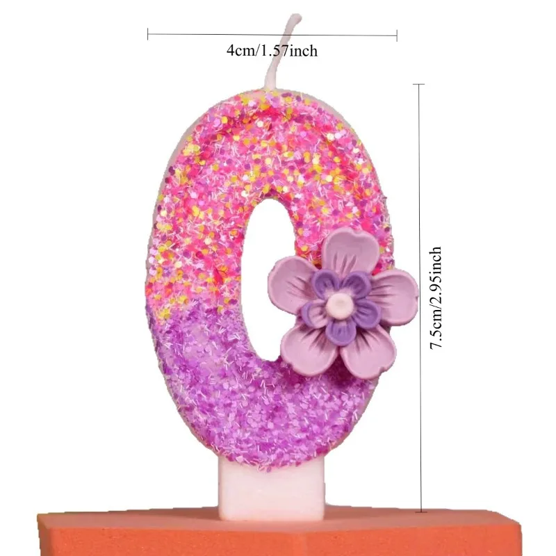 Creative Design Pink Purple Flower Digital Birthday Candle Cake Decoration Weekly Celebration Party Candle