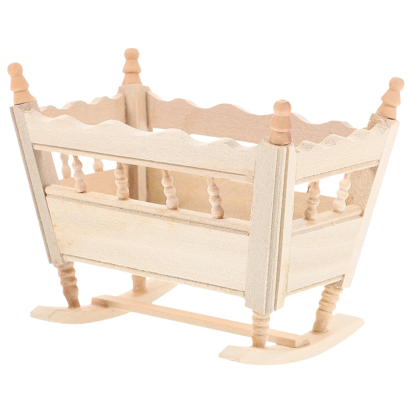 

Mini House Bed Baby Accessories Decorative Miniature Furniture Wood Color Scene Accessory