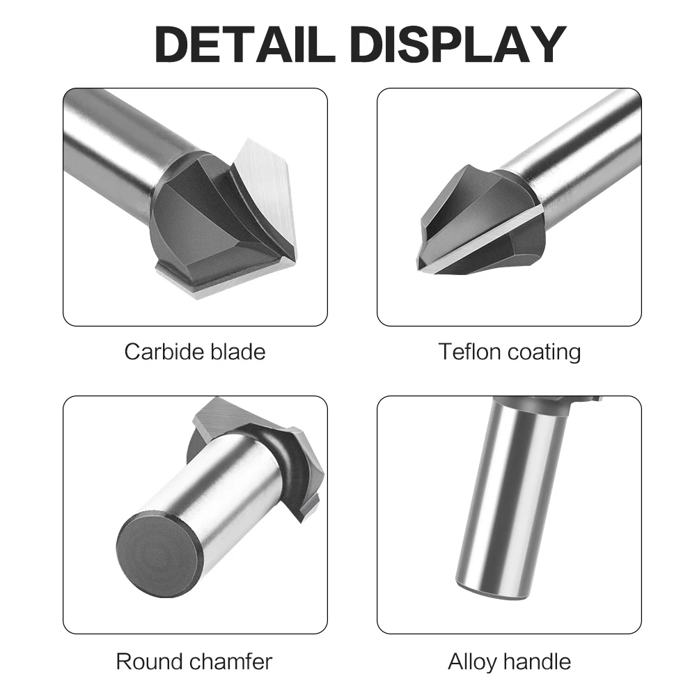 1pc 6mm 12mmShank 90 Degree V-type Milling Cutter Wall Flanging Router Bit Trimming Engraving Machine Cutter Woodworking Tools
