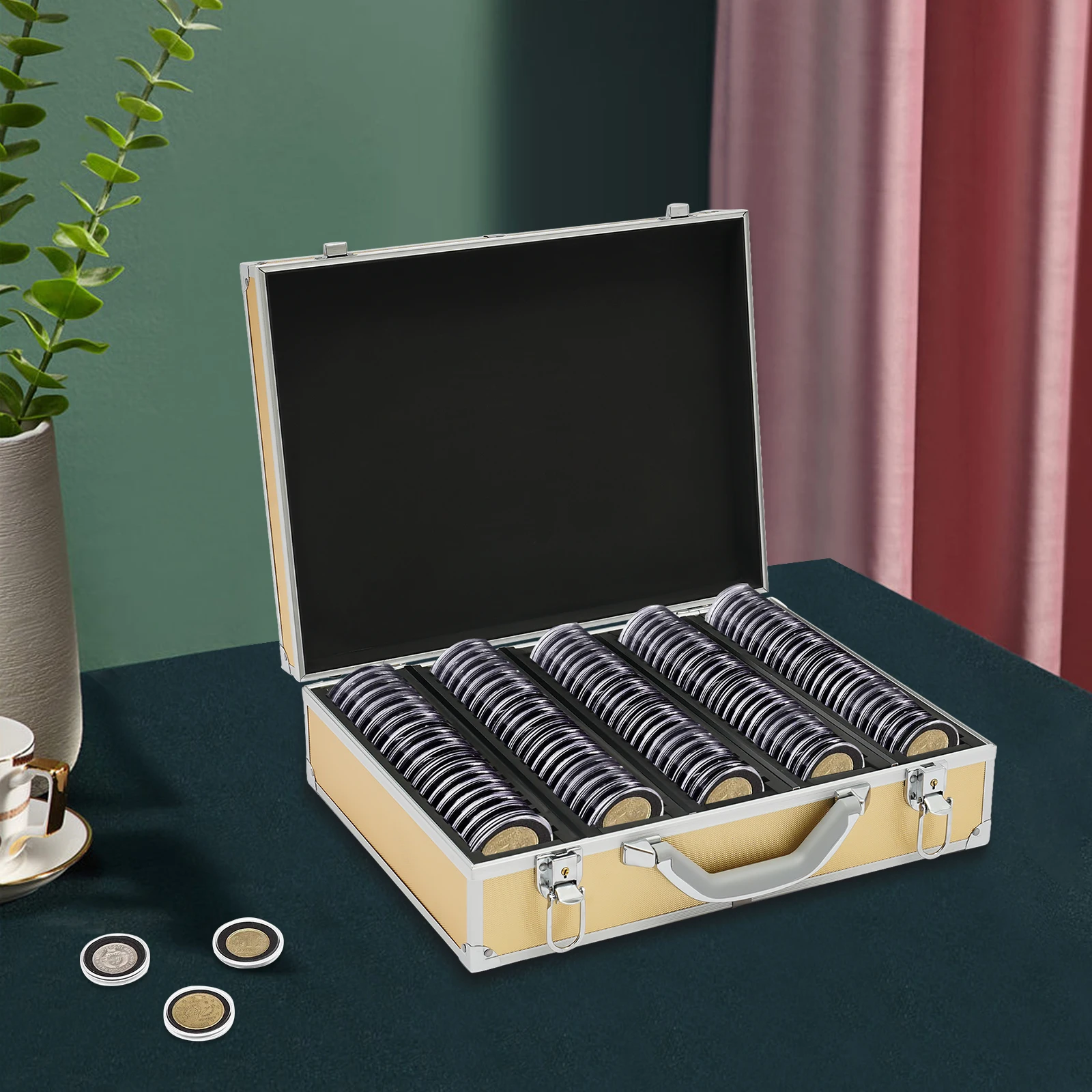 

Storage & Display Aluminum Alloy Box Case Holds 100 Coin Holders Slabs, Holder Case for Storage, Transport of Coin Collection