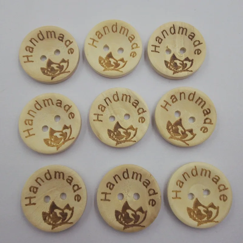15Mm /20mm /25mm handmade with love withlove wooden buttons