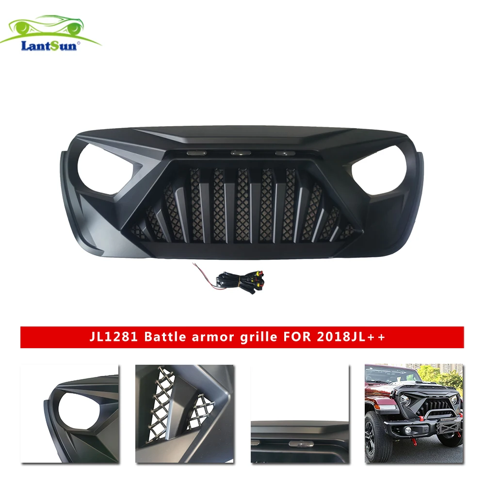 Armor Grill Guard Car Grills with Led for Jeep Wrangler JL 2018-2020 LANTSUN JL1281