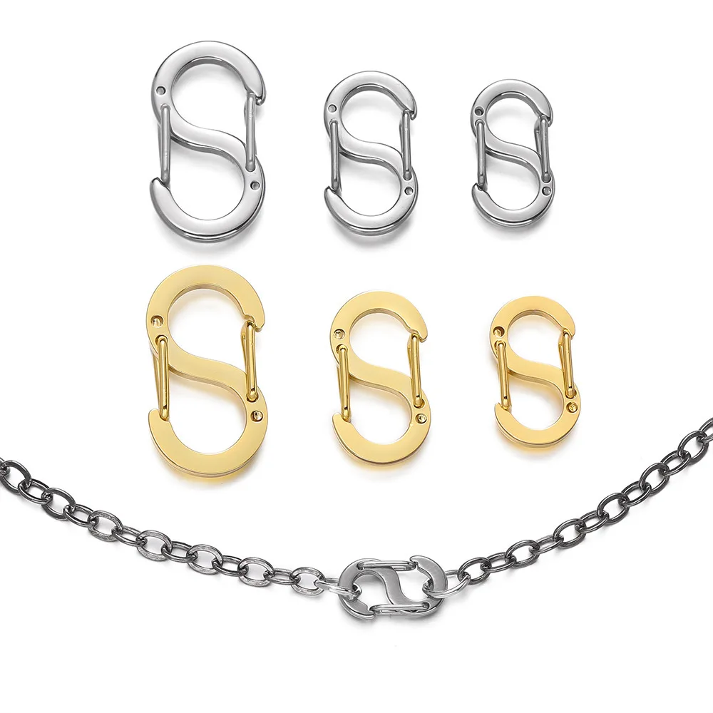 5 قطعة/الوحدة S-نوع الفولاذ المقاوم للصدأ مشبك المفاجئة هوك حلقة تسلق القلائد موصلات لوازم صناعة المجوهرات Findings بها بنفسك موصل النتائج #4