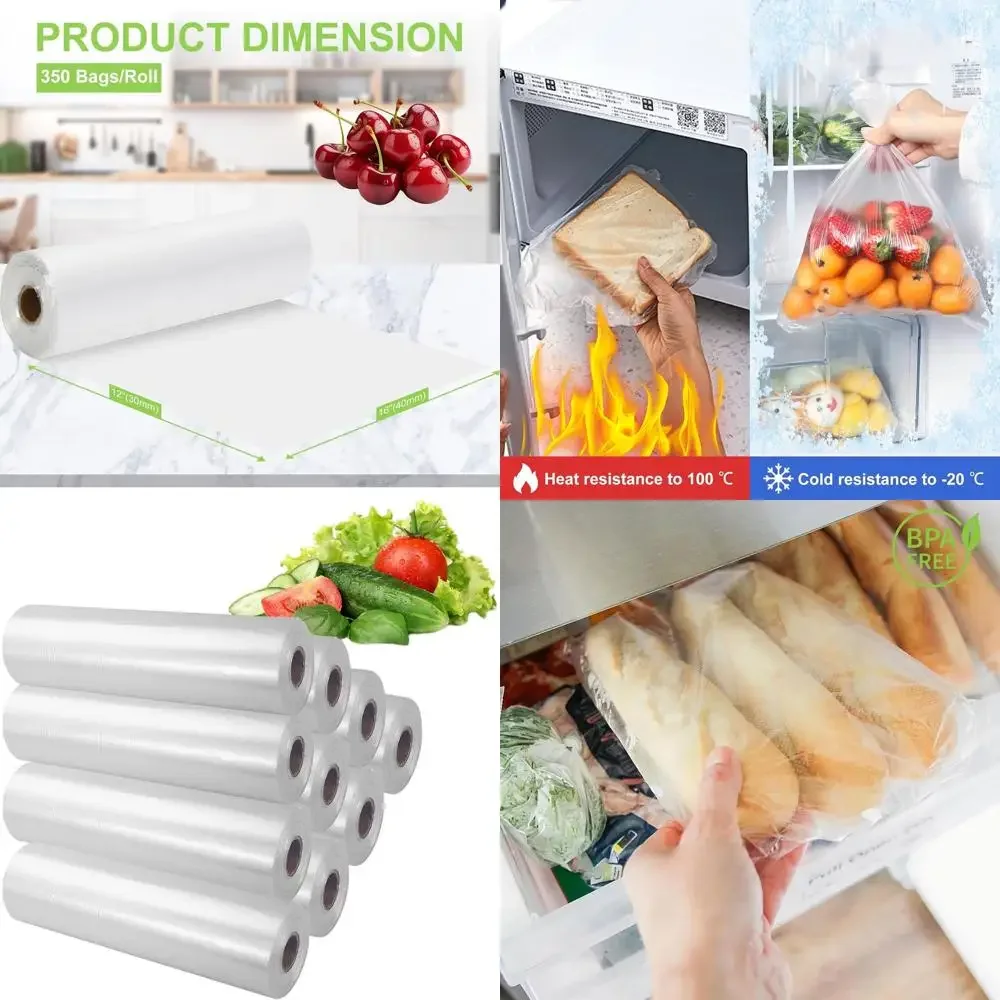 

Прозрачные пластиковые пакеты для продуктов 12x16 дюймов, 350 штук в рулоне, 10 рулонов в комплекте для хранения фруктов и овощей в холодильнике