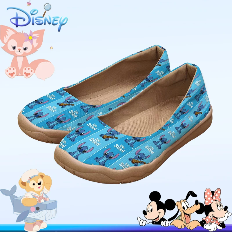 

Женские повседневные туфли без шнурков Disney Stitch – с милым мультяшным принтом, дышащие и легкие, с нескользящей подошвой для комфорта на весь день