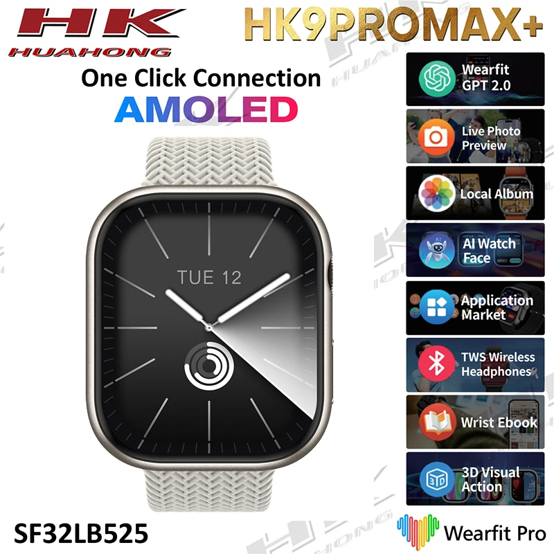 New HK9 PRO MAX Plus Smart Watch AMOLED ChatGPT 2GB ROM HK9 PRO Max+ BT Call AI Watch Face 3D Visual Action Smartwatch Men Women