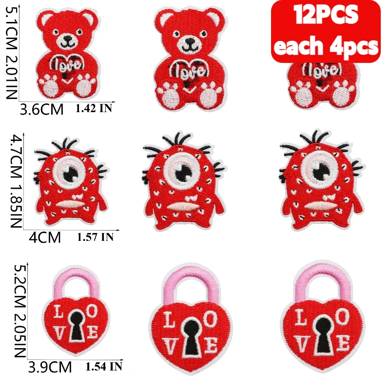 

Wholesale 10/12Pcs Valentine's Day Love Letter Heart Iron on Patches Embroidery Appliques for DIY Clothing Decor Girls Women